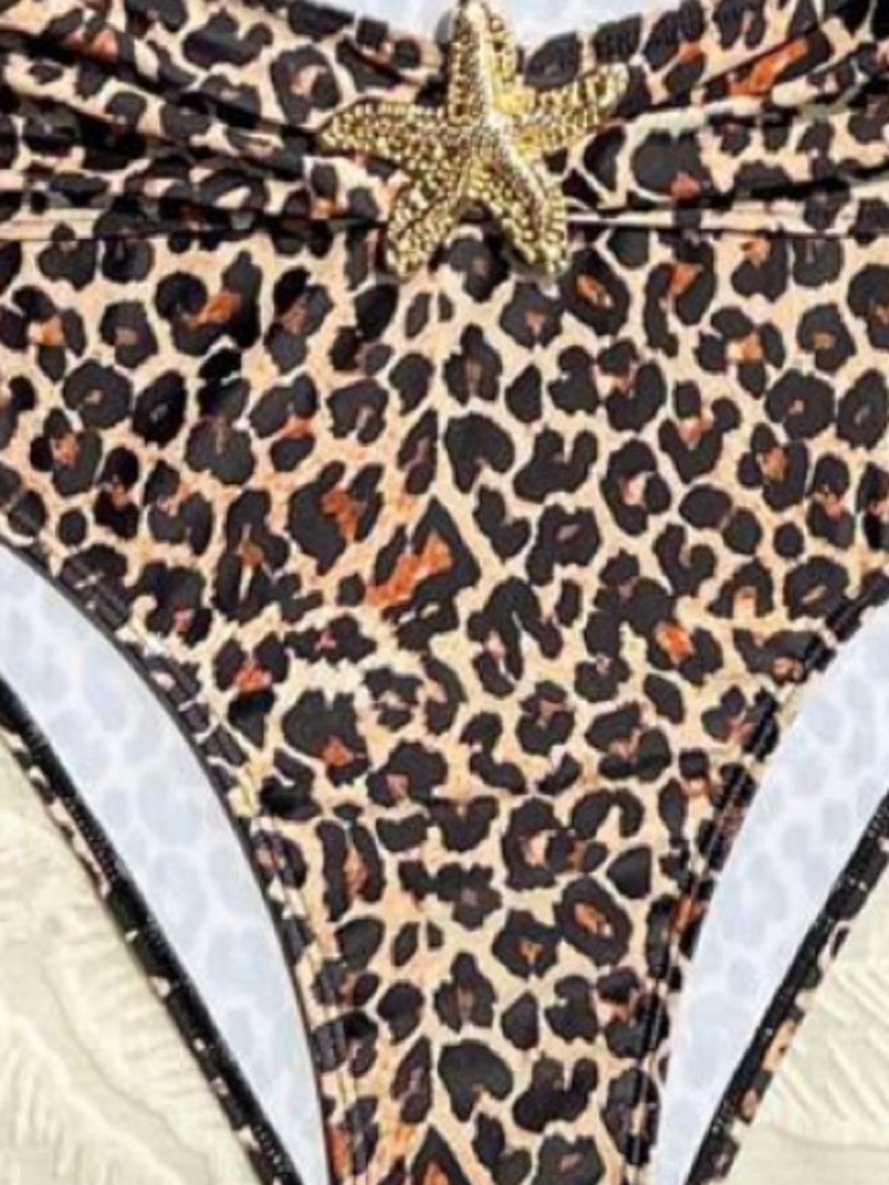 SHEIN Leopard Print Cutout One-Piece Swimsuit with Starfish Accents - Brown - Picture 13 of 13